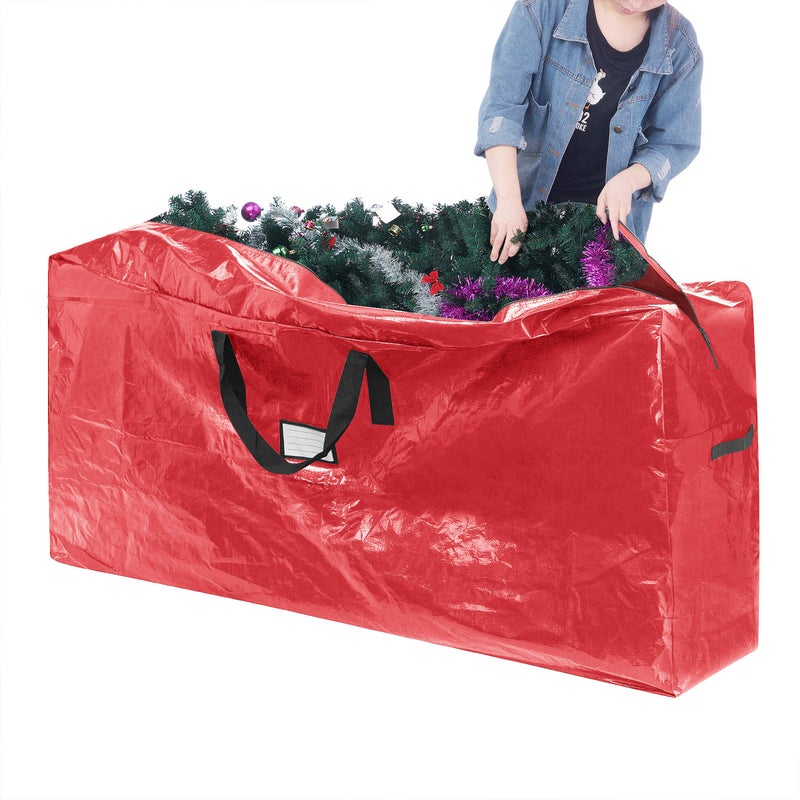 Elf Stor Wreath and Christmas Tree Storage Bag Set - Zippered Totes to Protect 9-Foot Artificial Trees and 30-Inch Holiday Wreaths by Elf Stor (Red) - Image 4